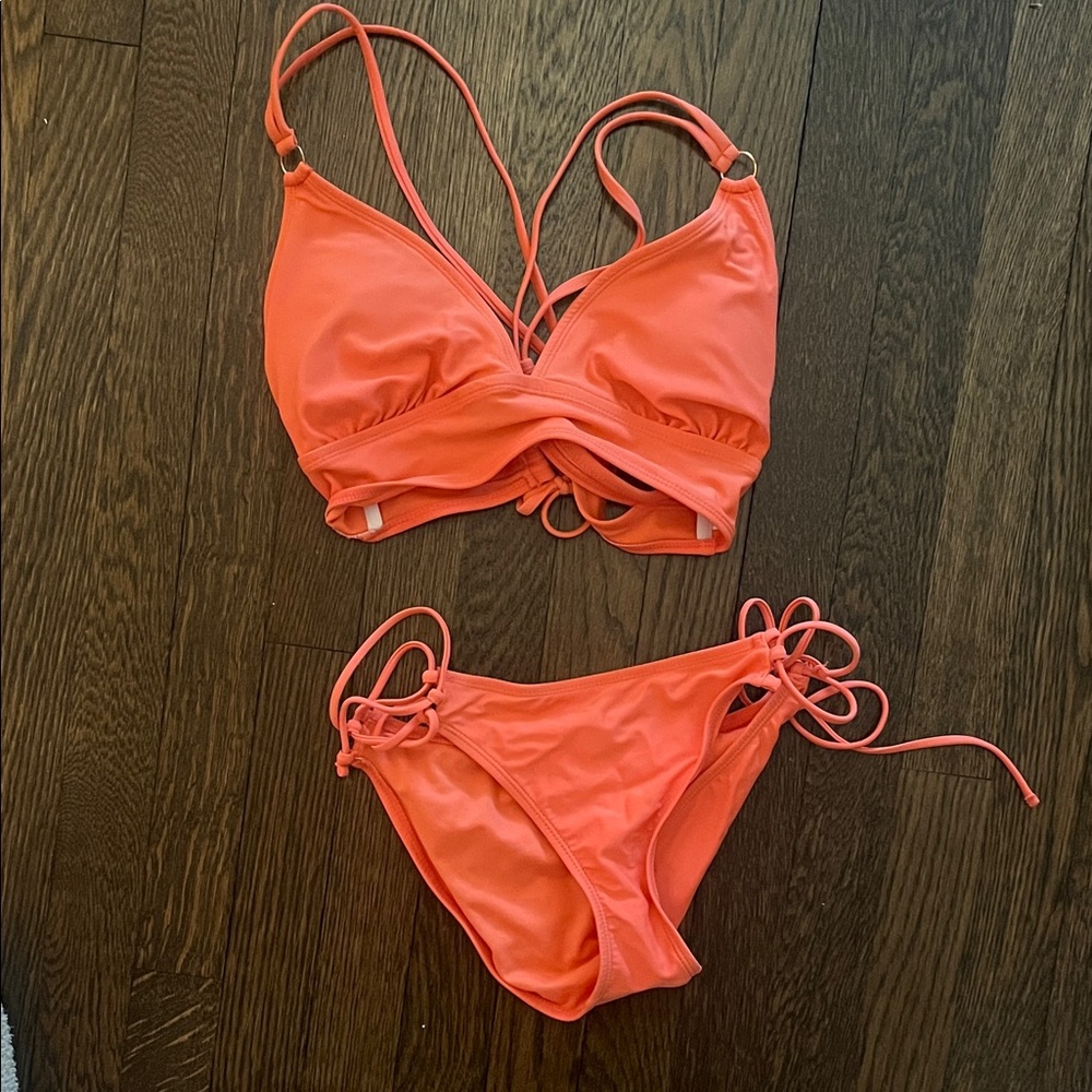 Vibrant Salmon Bikini Set